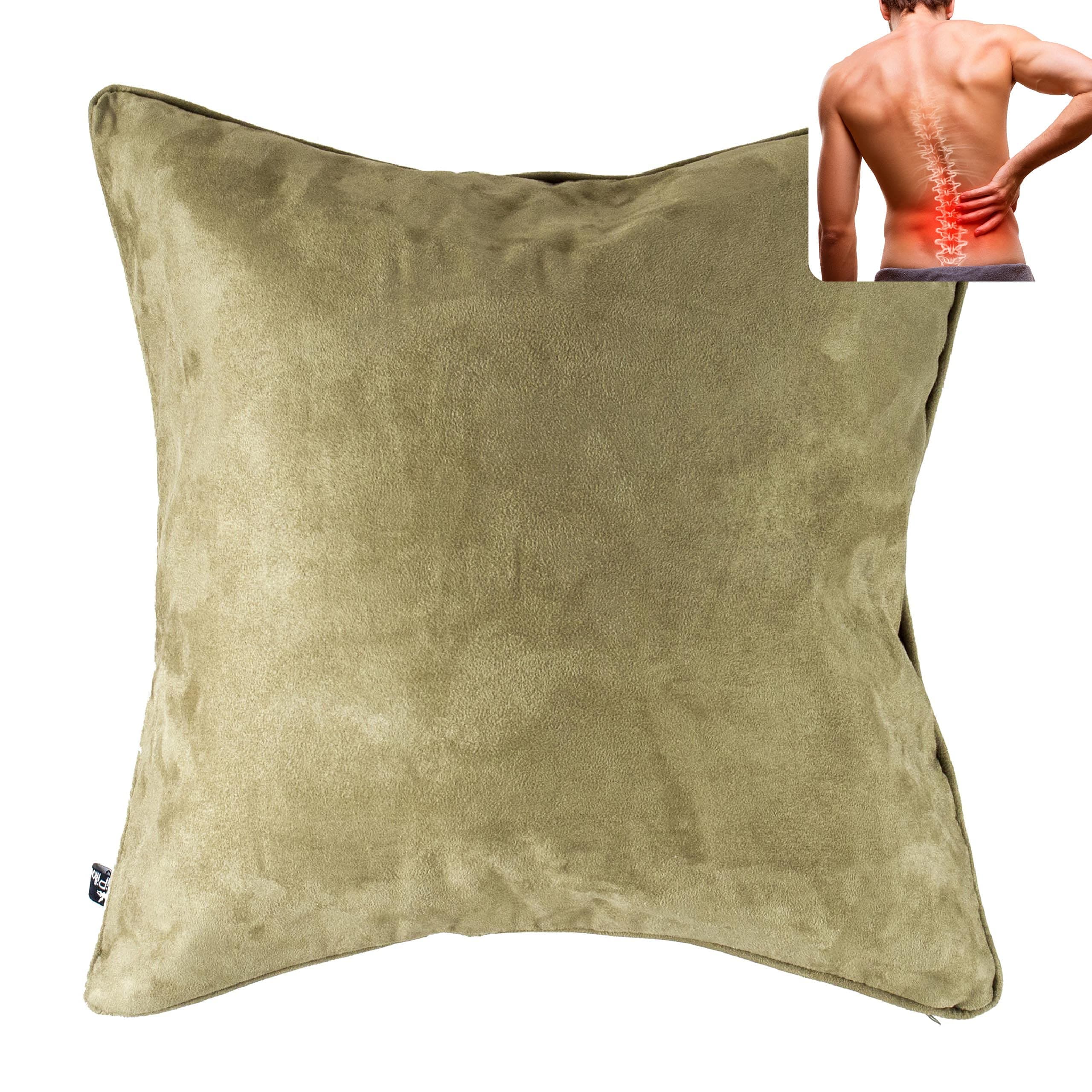 AJUVIAQiPillow - Pain Relieving Lumbar Support Throw Pillows for Couch, 18x18in Inflatable Ergonomic Back Support Square Pillow for Car, Chair and Recliner (Sage)