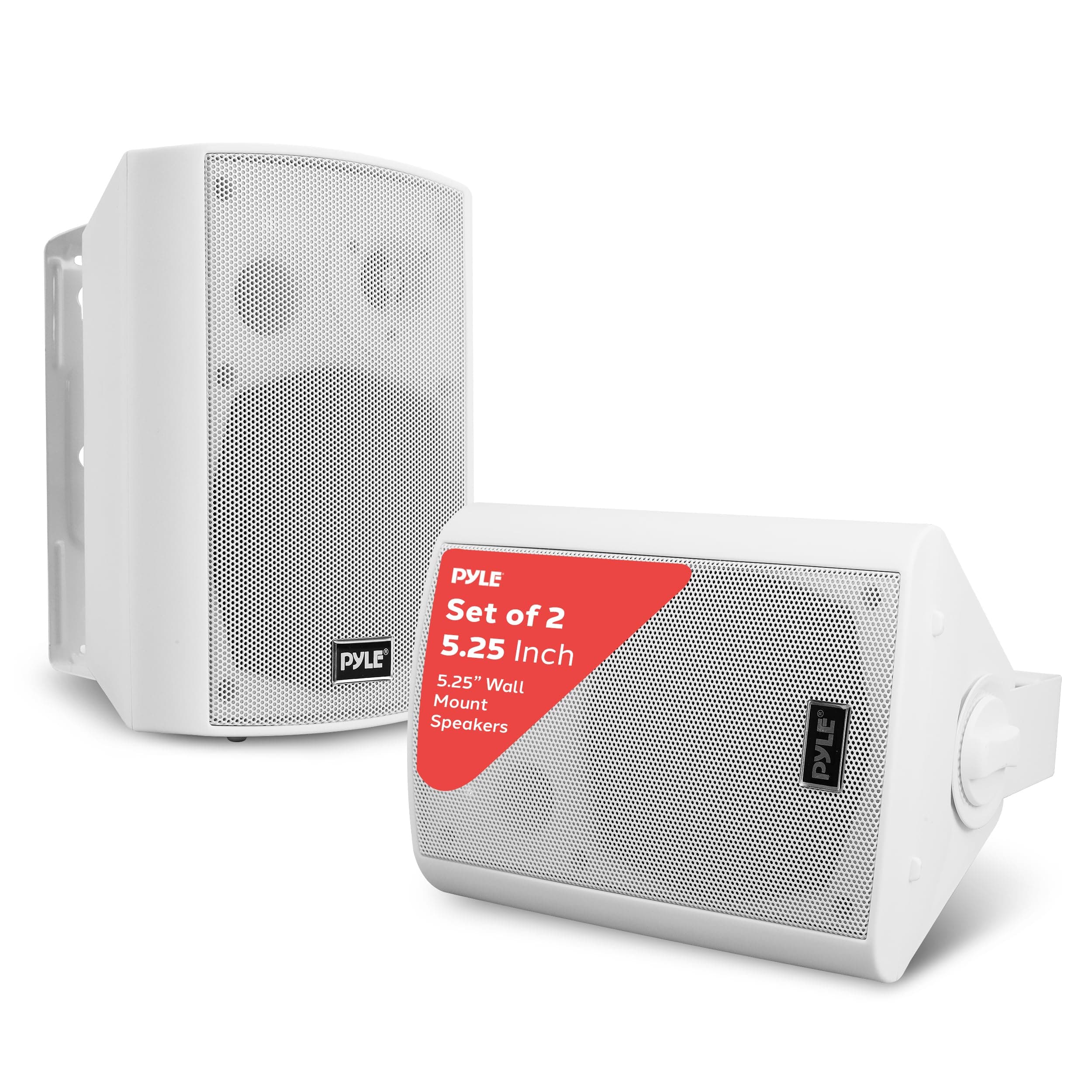 Pyle PDWR51BTWT 5.25 Inch 200 Watt Waterproof Stereo Speaker System for Indoor or Outdoor Theater Bluetooth Surround Sound System, White (2 Pack)