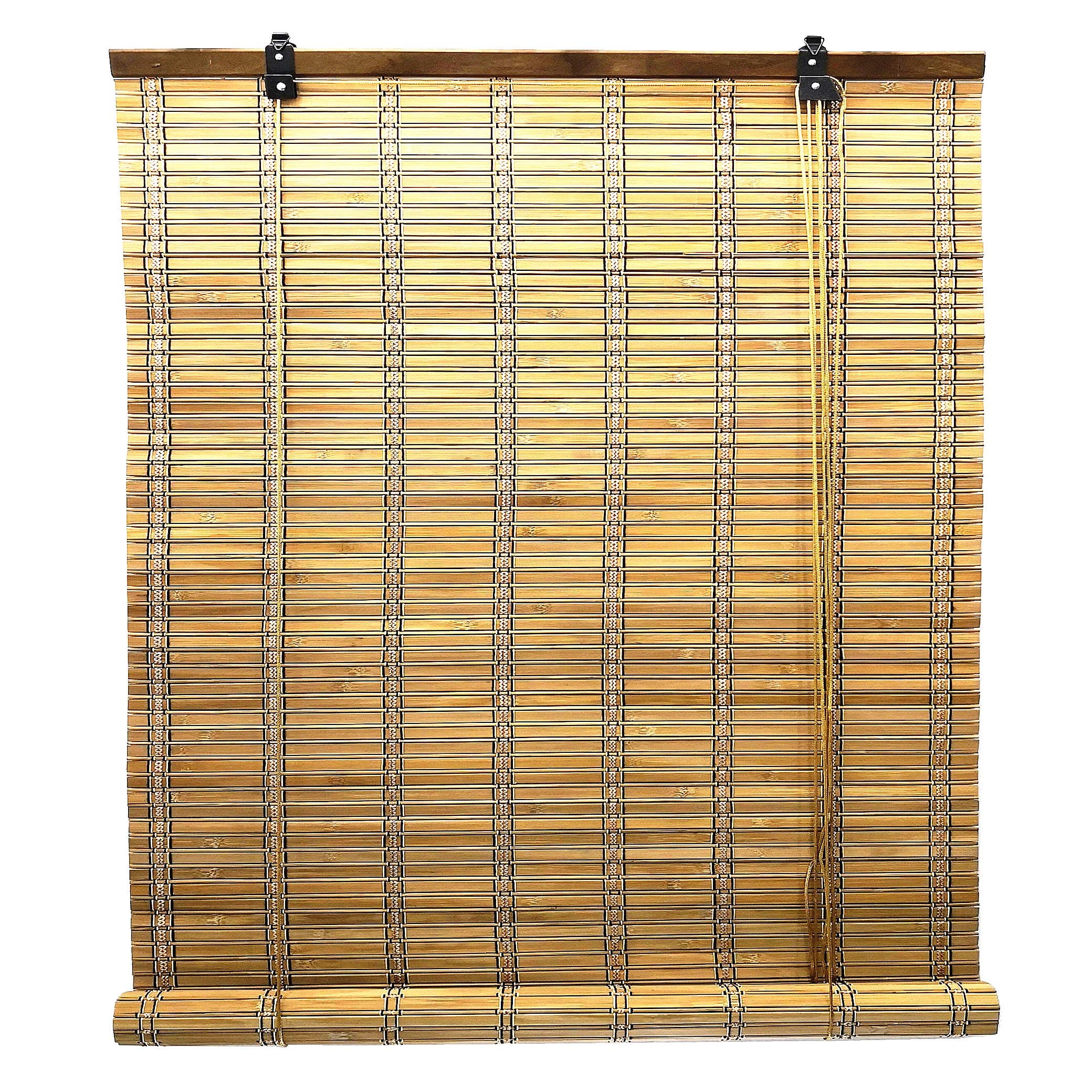 Wooden roller blinds/Vertical blackout blinds/Bamboo venetian blinds with Side Pull for Windows and Doors (60 x 135 cm (23.6" x 53.1"), Brown)