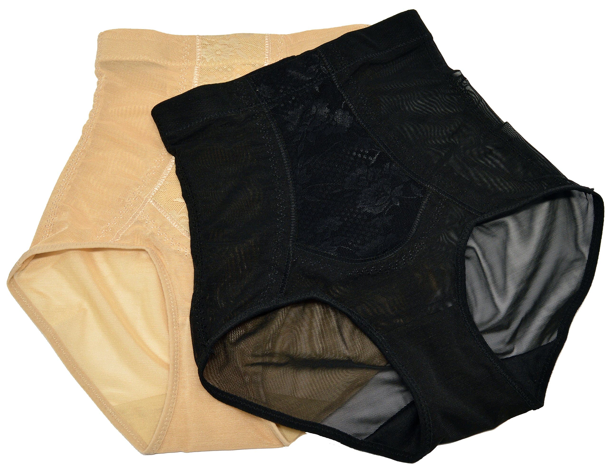 2- Pack Black&Beige Women's Waist Trainer Shapewear Panty Girdle Firm Control Shaping Brief UID874