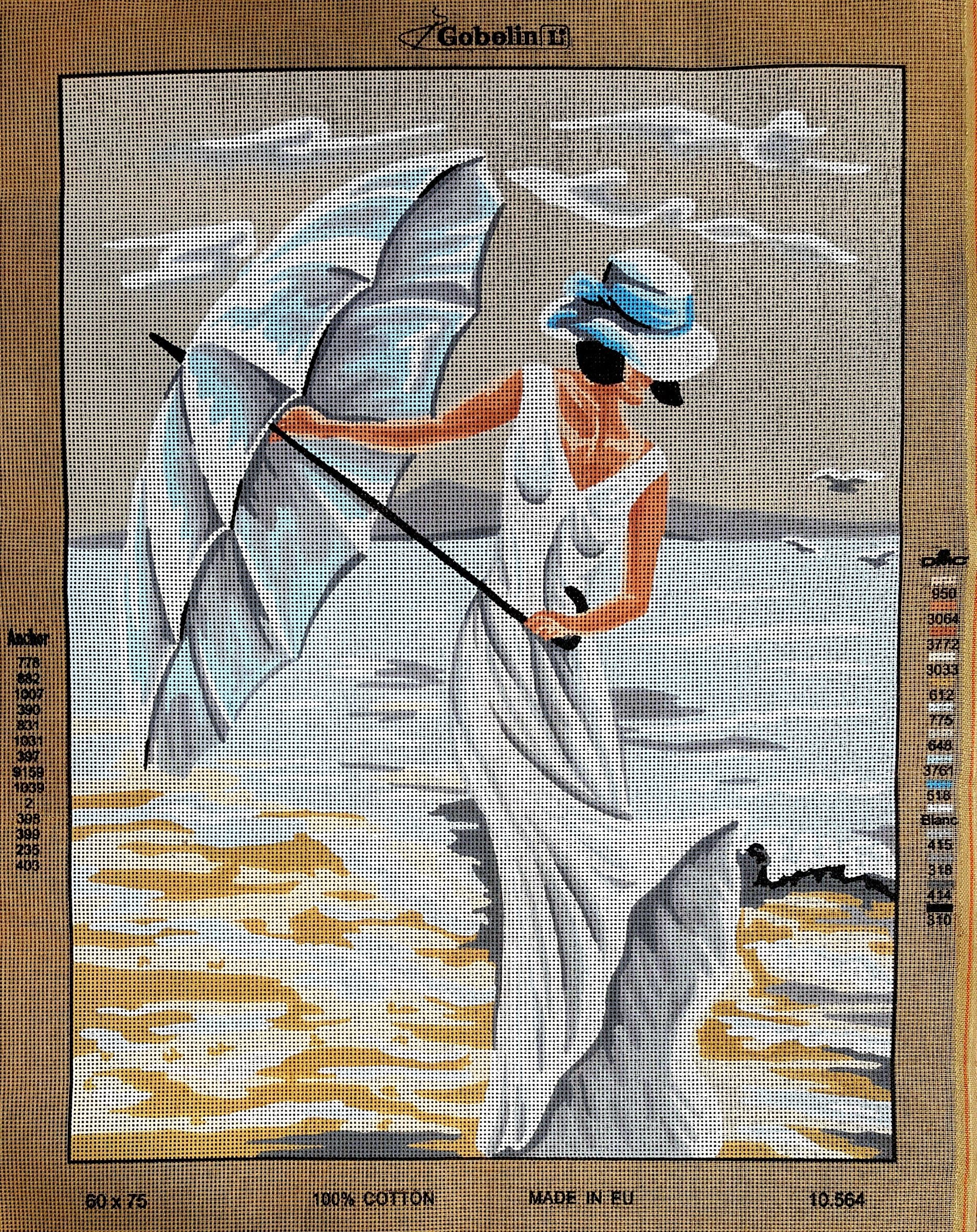 Needlepoint Painted Canvas Cross Stitch Tapestry Kit Gobelin - Young Lady. 24"x30" 10.564 by Gobelinl L