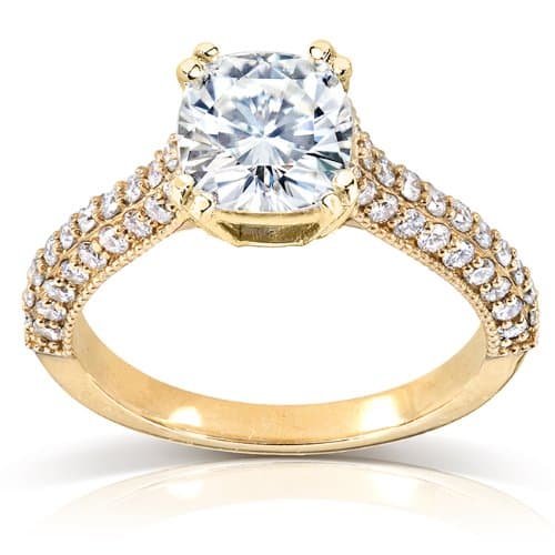 Cushion-cut Moissanite and Diamond Engagement Ring 1 5/8 Carat (ctw) in 14k Gold_11.0_Rose Gold