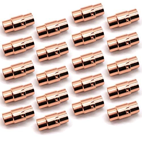 REKYO 20PCS Rosegold Cord End Cap Clasp for Jewellery, Necklace Bracelet Magnetic Clasps for Jewellery Making (Rose Gold 4)