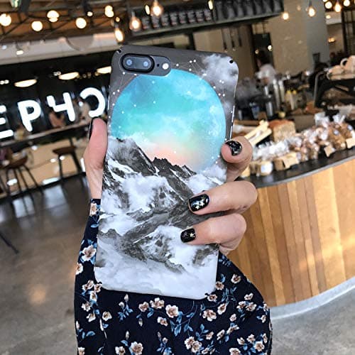 EINFFHO iPhone 8 Plus Case, iPhone 7 Plus Cover, Retro Painted Protector Bumper Shell Anti-Scratch Ultra Thin and Slim Fit Matte Hard Plastic Case Cover for iPhone 7 Plus/8 Plus, Planet