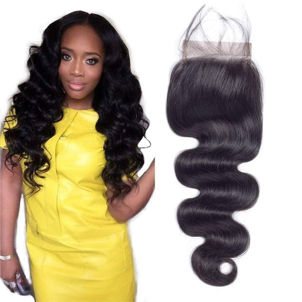 CHEEON 130% Density Free Part 10” Peruvian Virgin Hair Body Wave Lace Closure 100% Unprocessed Human Hair Natural Color Can be Dyed