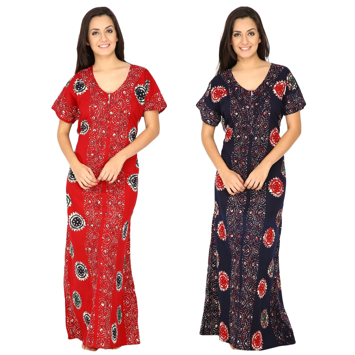 Secret WishWomen's Cotton Solid Maxi Night Gown (GNL3013_Navy_Free Size)