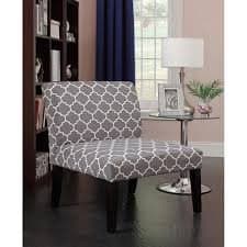 Emily Accent Chair, Gray Trellis - white trellis pattern on gray background