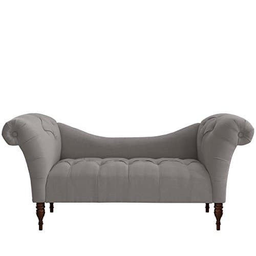 Skyline Furniture Tufted Chaise Lounge in Linen Grey