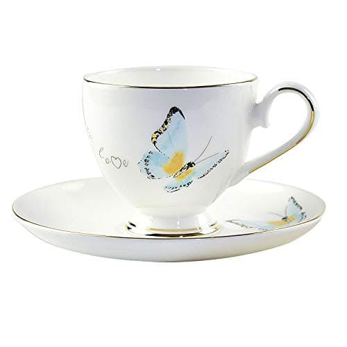 Ecentaur Tea Cup and Saucer Set for Party Vintage Coffee Teacup Royal Style in GIF Box with Spoon