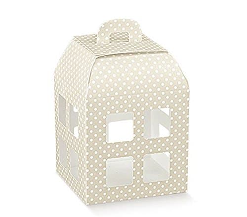50 Boxes Atelier Taupe Lantern 12 x 12 x 16.5 cm Party Favours Gift Box Door Confetti Wedding Dots