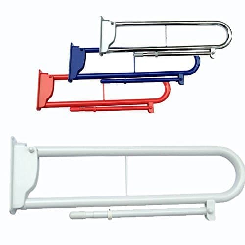 Assist Wall-Mounted Retractable Bathroom Safety Rail with Support Foot White