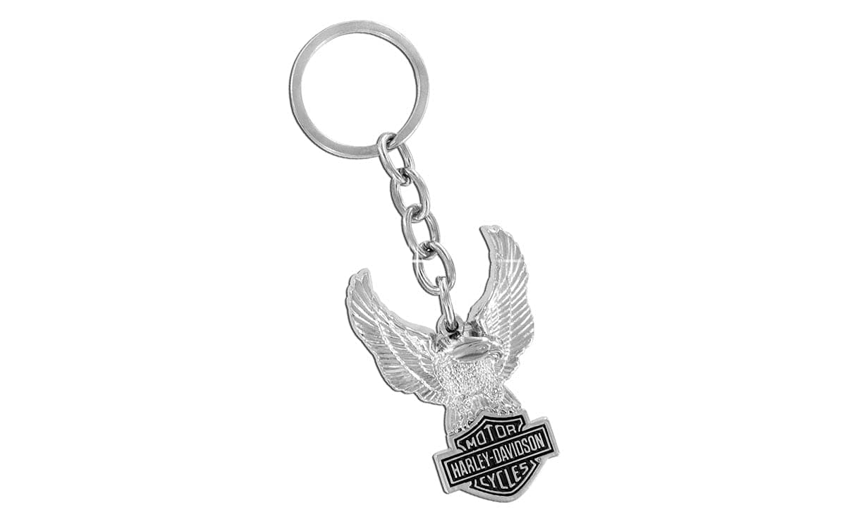 Colored Bar & Shield Keychain Key Ring Chain Tag Fob Holder (Silver Eagle)