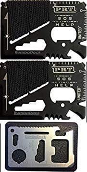 Survival Multi Tool 2 Pack- RumbaDock Survival Gear Tools 14-1 Credit Card Multitool w/ Bonus Camping Tool- Best SAS Survival Kit Multi-tool Gift- Fishing Survival Kit Multitool:,2pk