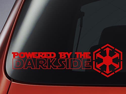 Level 33 Ltd Star Wars Inspired 'Powered By The Darkside' - With Sith Logo - Car, Window, Wall, Laptop Sticker (Red)