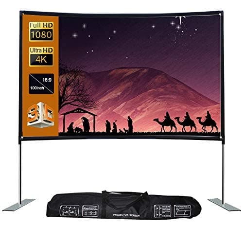 Kiboule HD Projector Screen with Stand 120-inch 16:9 Screen with Stable Base Pipe Connection,Portable Projector Screen for Movie, Home Theater, Gaming, Office