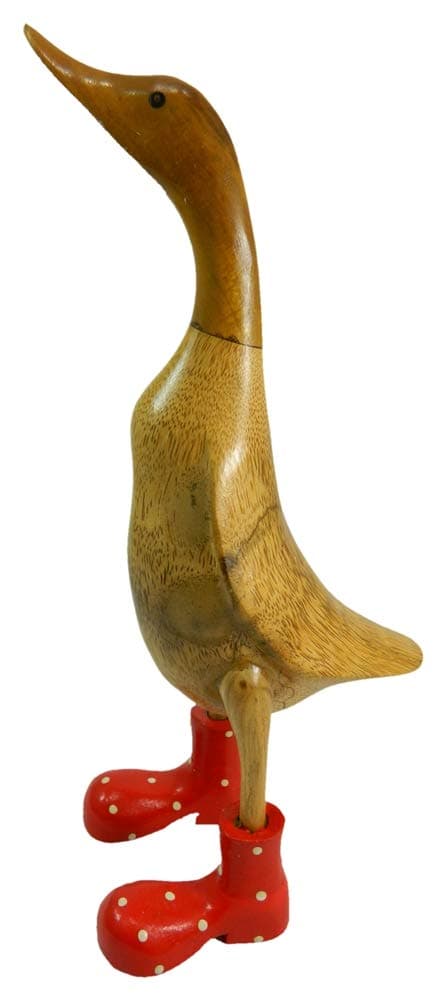Thai Gifts Bamboo Duck with Wellington Boots - Red 40cm