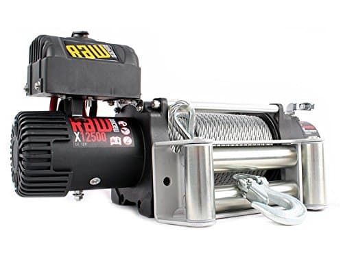 Raw Machine RM-X12500-12V RawMachine Winch X12500 5.7t 12V Steel Cable Cable Radio Remote Control Roller Rope Window 12V Black