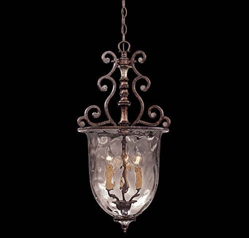 Savoy House Lighting 7-3006-3-8 St. Laurence Collection 3-Light Foyer Pendant, 25-Inch, New Tortoise Shell with Sliver Finish with Clear Watered Glass by Savoy House Lighting