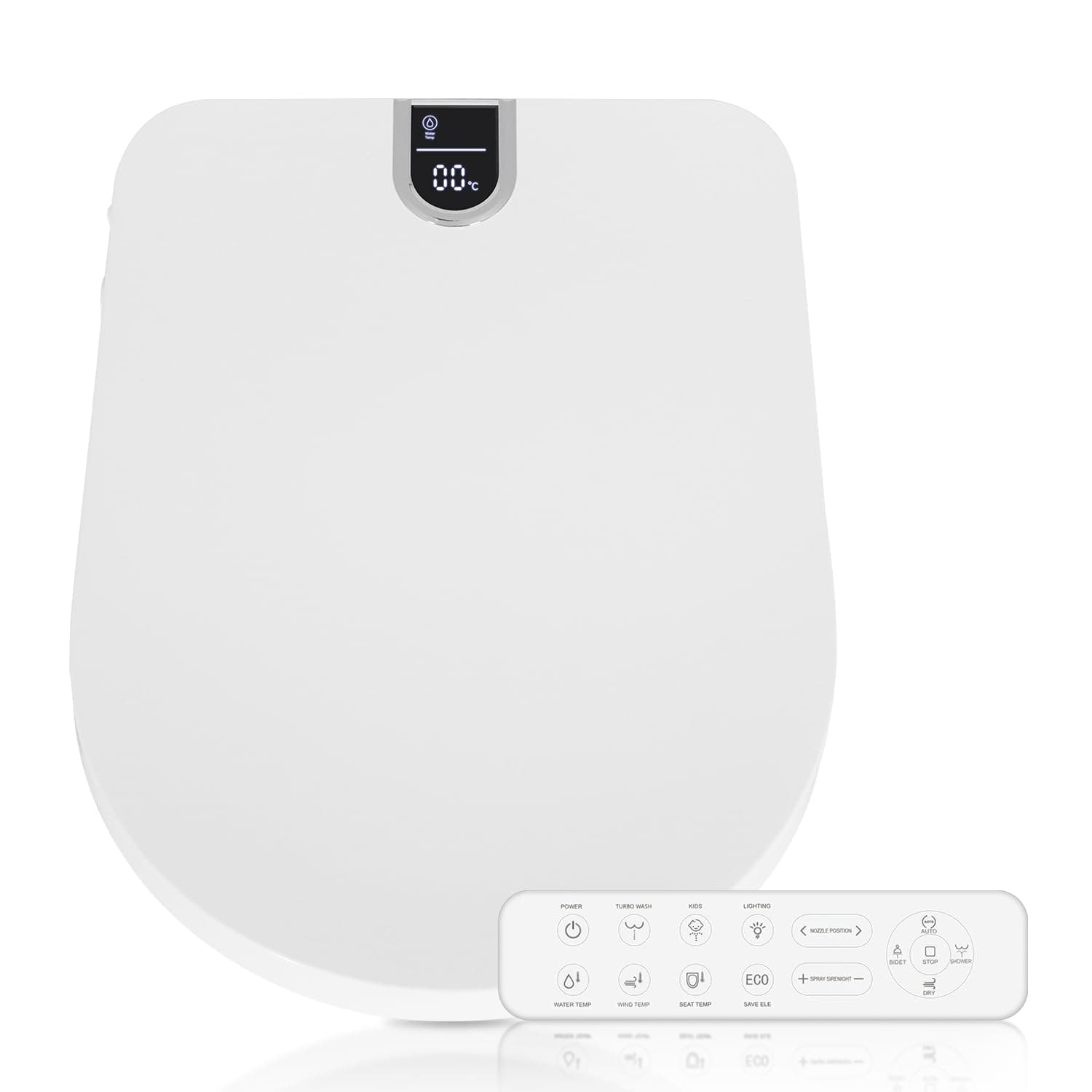 – ARTETHYS Electronic Smart Bidet Toilet Seat with Warm Air Drying, Heated Seat Bidet with Remote Control Self-Cleaning Nozzle Adjustable Warm Water Power Saving, D/U Shape