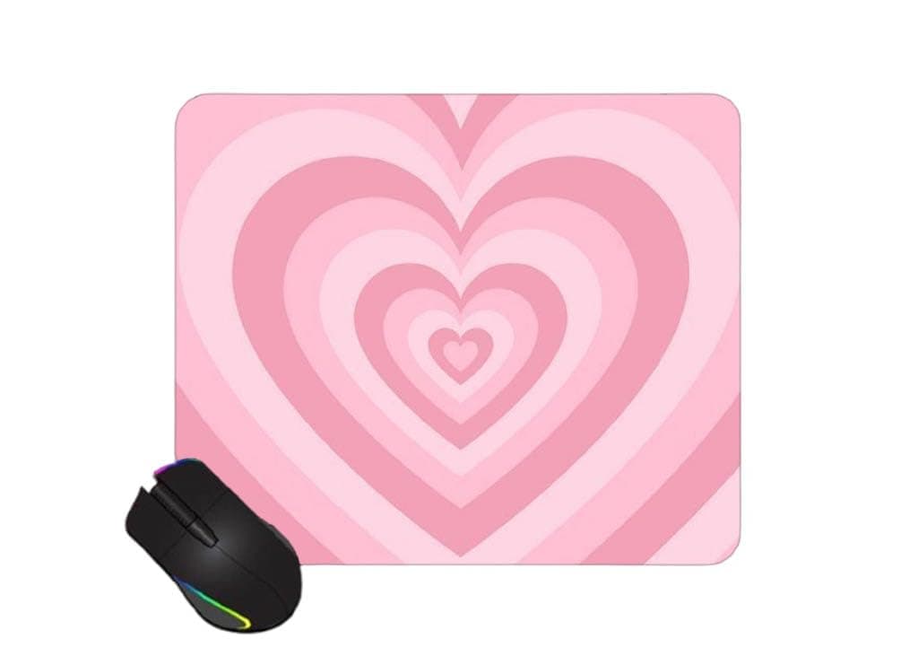 Gadgetshor Cute Mouse Pad - Printed Mousepad with Anti-Slip Rubber Base & Smooth Mouse Control for Laptop, Gaming,Notepad,Desktops (9 inch x 7 inch) (Pink Hearts)