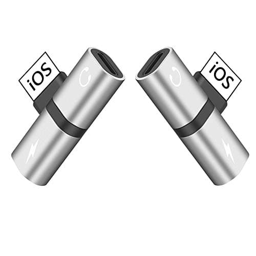 Headphone Adapter for iPhone 11 Headphone Splitter Dongle Audio Charge Call Adaptor for iPhone 7/7Plus/8/8Plus/X/XR/XSmax 2 in 1 Earphone Audio Connector Cable Adapter Support All iOS (2Pack)