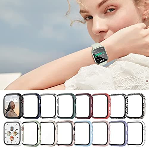 Haojavo 16 Pack Hard PC Case for Apple Watch 38mm Series 3 2 with Tempered Glass Screen Protector, Ultra-Thin Scratch Resistant Bumper Protective Cover for iWatch Accessories