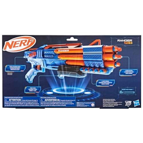 Nerf Elite 2.0 Ranger PD-5 Blaster, 10 Nerf Elite Darts, 5 Barrel Blasting, Pump Action, Foam Dart Blaster for Kids Outdoor Games