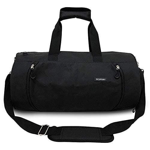 Updated 20'' Sports Gym Bag with Shoes Compartment Wet Pocket Waterproof Travel Duffel Bag for Men and Women (Black)