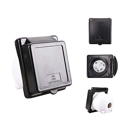 EPICORD RV Power Inlet 125V 30 AMP Power Plug Twist Lock Inlet with 3 Stainless Steel Pins and Screws (30A Inlet-Black)