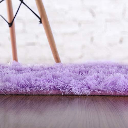 Softlife Fluffy Soft Round Bedroom Rugs 4 x 4 Feet Shaggy Circle Area Rug for Girls Boys Kids Room Nursery Princess Castle Living Room Home Decor Circular Floor Carpet, Purple