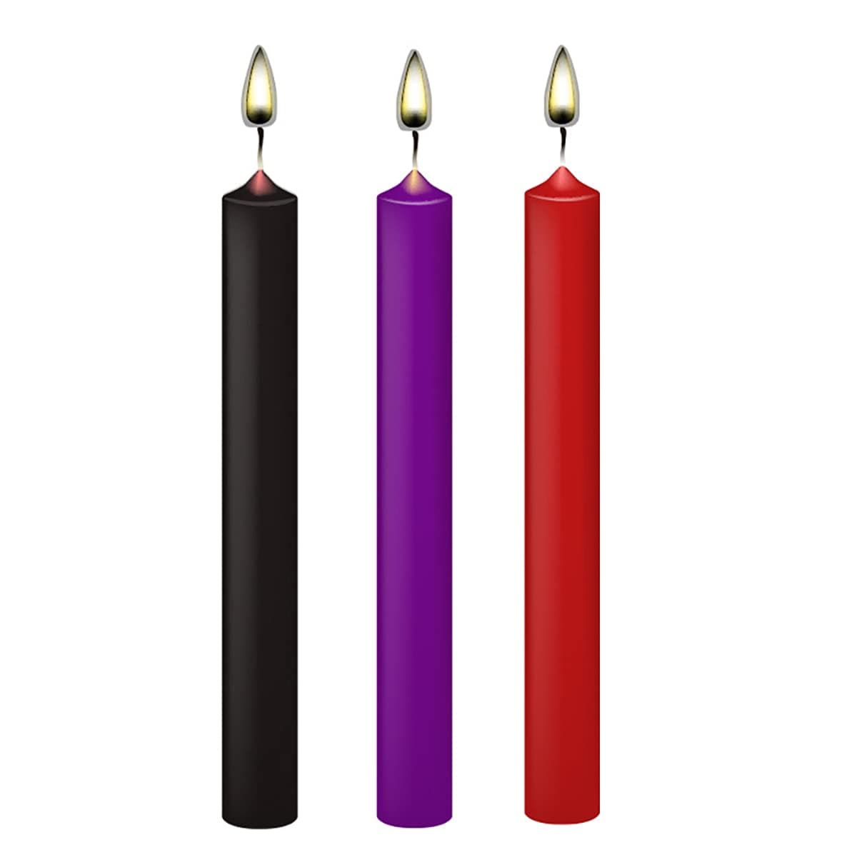Low Temperature Candles - Romantic Wax Play Candles for Lovers & Couples - Wedding Decor - Pack of 3 (Red, Purple, Black) - Unscented