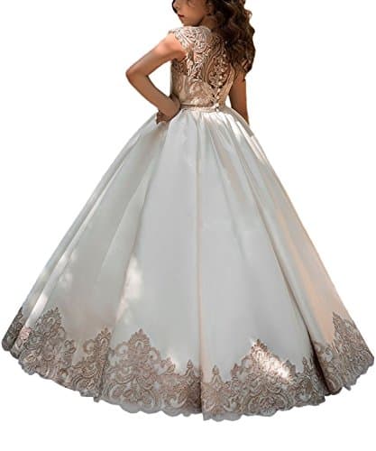 HengyudLovely Girls Pageant Dresses First Communion 7-16 Lace Princess Flower Girls Ball Gowns 122