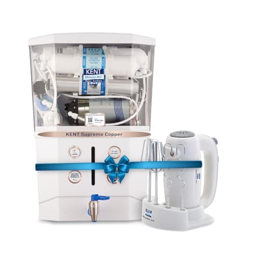 KENT Supreme Copper RO Water Purifier & Hand Blender 150 Watt | Multi Stage Purification | RO + UV + UF + Copper + TDS Control + LED Tank | Fit for Borewell and Municipal Water Tanker
