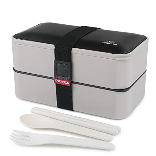 Santoi Lunch Bento Box 2-Compartment Hermetic with Reusable Cutlery Lunch Boxes Container for Adults Kids Suitable for Microwave, Freezer and Dishwasher Healthy,Durable and Portable