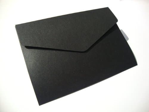 Cranberry Card Company A5 Pearlescent Pocketfold Blank Wedding Invites - Pack Of 5 With Plain White 100Gsm Envelopes (5, Onyx/Black)