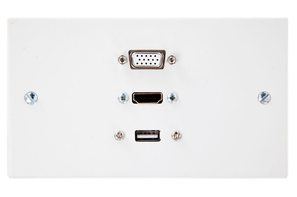 HDMI, SVGA, USB A Wall Plate / Face Plate - 3 Metre - Supplied with Backbox / Installation Ready.