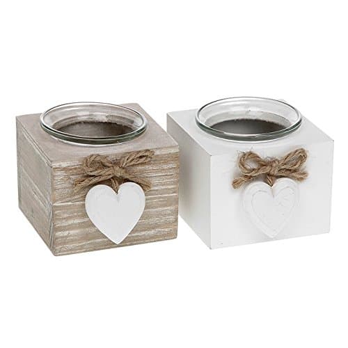 Shabby Chic Provence Heart Set of Two Tealight Holders by Shudehill Gifts