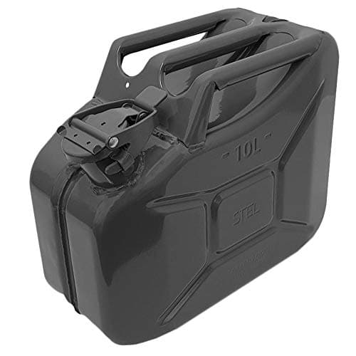 10 LITRE BLACK STEEL JERRY CAN. FUEL CAN FOR PETROL, DIESEL FLUIDS