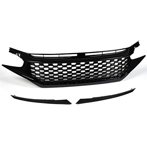 NEW Grille For Honda Civic Coupe Sedan Hatchback 2016-2018 ABS Plastic Black Front Bumper Mesh Grill Hood With Eyebrows