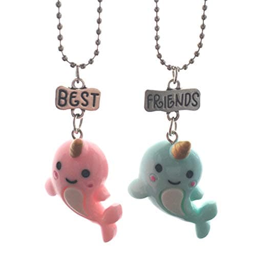 Eaear Best Friend Narwhals Not a Unicorn Pendant Necklace Set for Girls Kid Teen Friendship BFF for 2