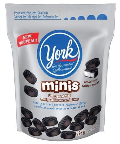 Minis Unwrapped Mini Dark Chocolate Peppermint Patties 226g/8oz. (Imported from Canada)