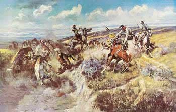 Charles Russell - A Tight Dally And A Loose Latigo Art Print Canvas