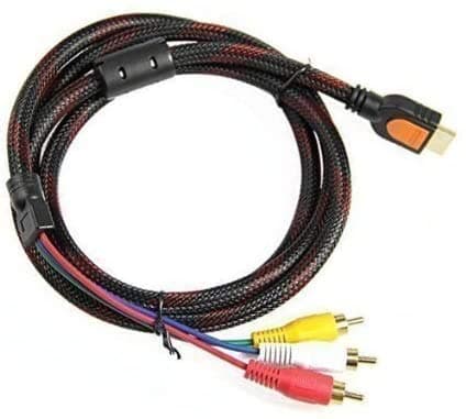 look see HDMI to RCA Cable, 5ft/1.5m HDMI Male to 3-RCA Video Audio AV Component Converter Adapter Cable for HDTV.