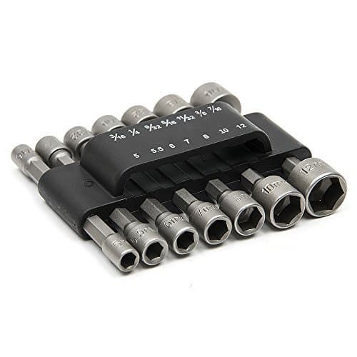 MALAYAS14pcs 1/4 Inch Shank Power Nut Driver Bit Set, Socket Bit Adapter for Quicker Change Chuck Adapter, Electric Hand Drill, Screwdriver