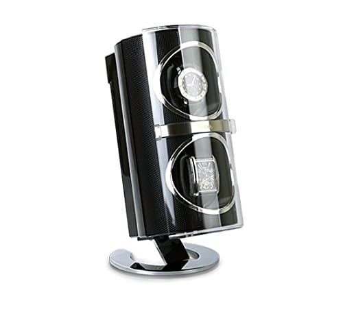 Uhre Nbeweger Beno, Uhrenaufzieher for 2 Automatic Watch Drive with Japanese Quality Motor Rotation Direction and Speed Separately, with Power Supply, Colour Black, Chrome, Acrylic Glass