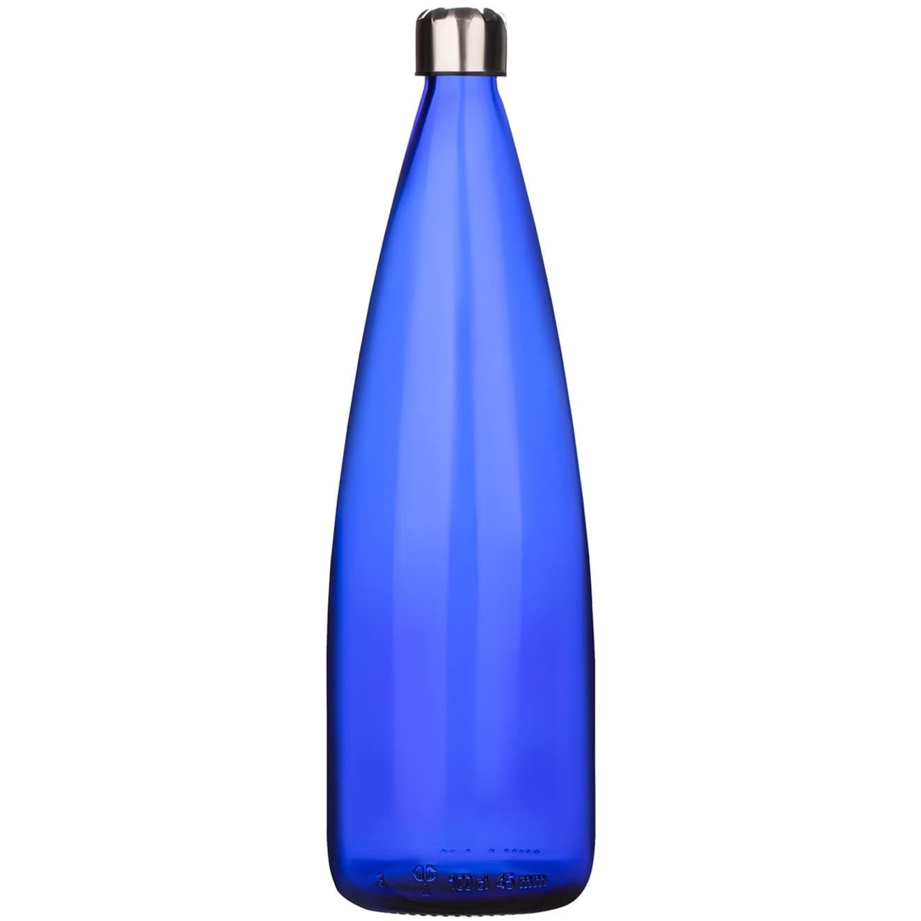 SAND DUNE Set of 1, 1000 ml Each Blue Glass water bottle, with Leak-Proof Airtight Stainless-Steel Lid for Water, Smoothie, Juices - Reusable Travel Glass Drinking Fridge Bottles