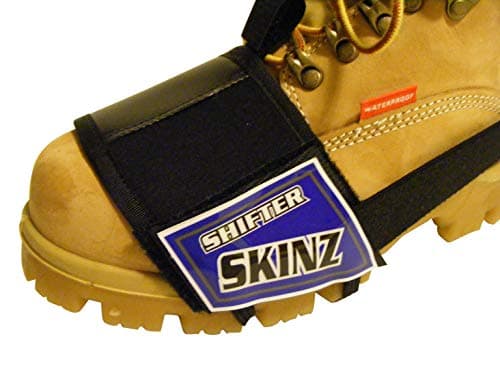 New Blue Style Shifter Skin Gear Shift Scuff Mark Shoe Boot Cover Protectors Revamped New Stronger Rubber Bottom Non Slip Sleeve Protector and New Stronger Heel Strap Along with a Leather Gripper Shifter Pad on Top Eliminate Motorcycle Gear Shifter Scuff Marks