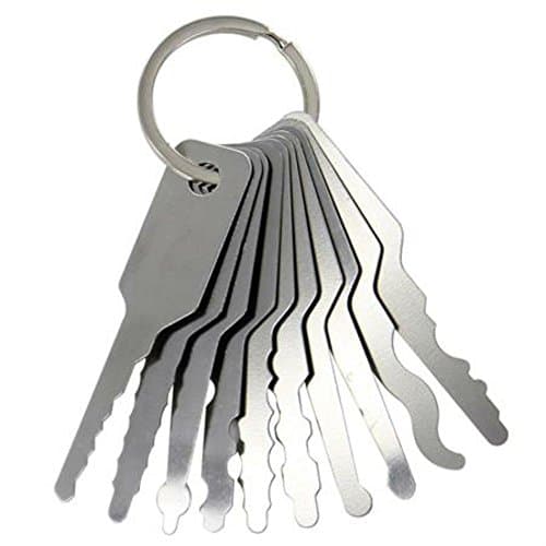 10pcs Jiggler Keys Lock Pick Stainless Steel Pin Tumbler Wafer Passkey for Double Sided Lock
