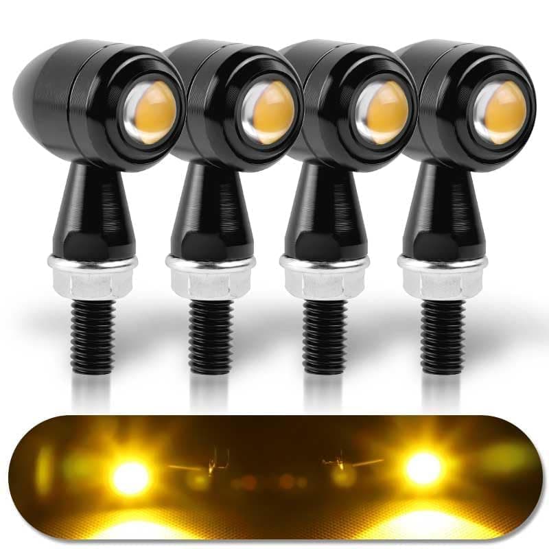 ULTRAWAY Aluminum Bullet Shape Turn Signal LED Lights Indicator Motorcycle Lights Universal For All Bikes Models Turn Signal Lights Motorcycle Indicator Light (Set Of 4),Black