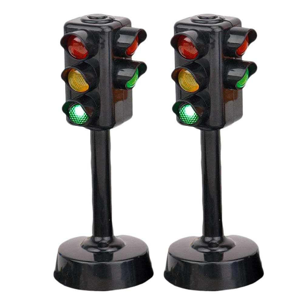 Kisangel 2Pcs Traffic Signal Light Toy for Kids, Early Education Traffic Signs Model for Home Play, Assorted Colors, 4.33X1.77X1.77In (Random Color and Size)